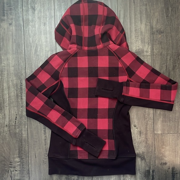 lululemon scuba hoodie zip up red flannel! - Picture 3 of 3